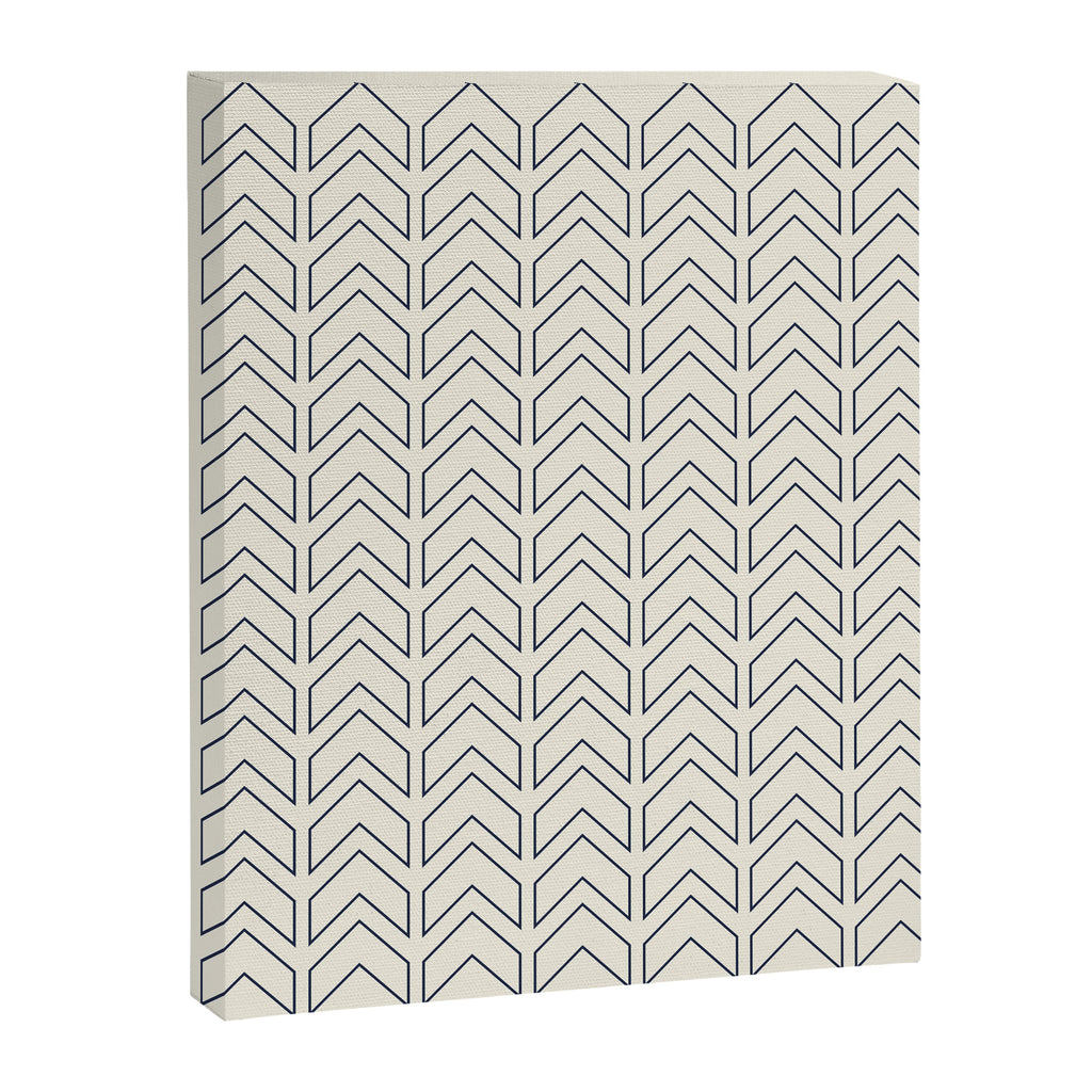 Navy Blue and White Chevron Geometric Pattern Canvas Print Gallery Image 6