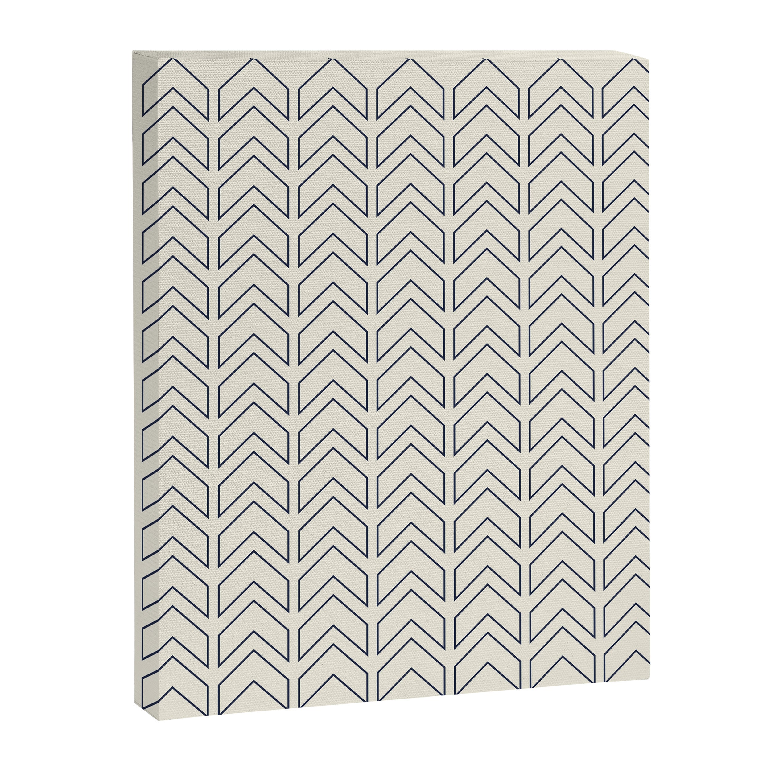 Navy Blue and White Chevron Geometric Pattern Canvas Print Gallery Image 6