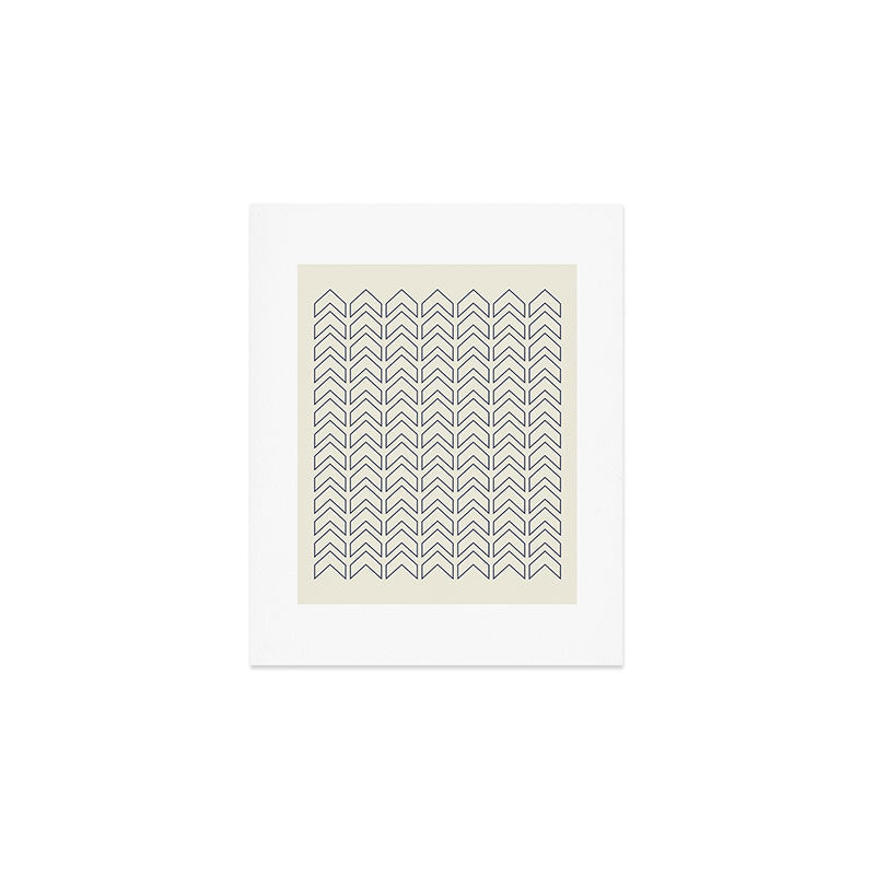 Navy Blue and White Chevron Geometric Pattern Art Print Gallery Image 1