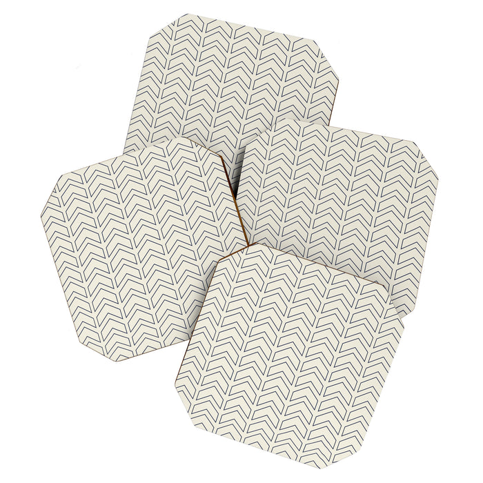 Navy Blue and White Chevron Geometric Pattern Coaster Gallery Image 1