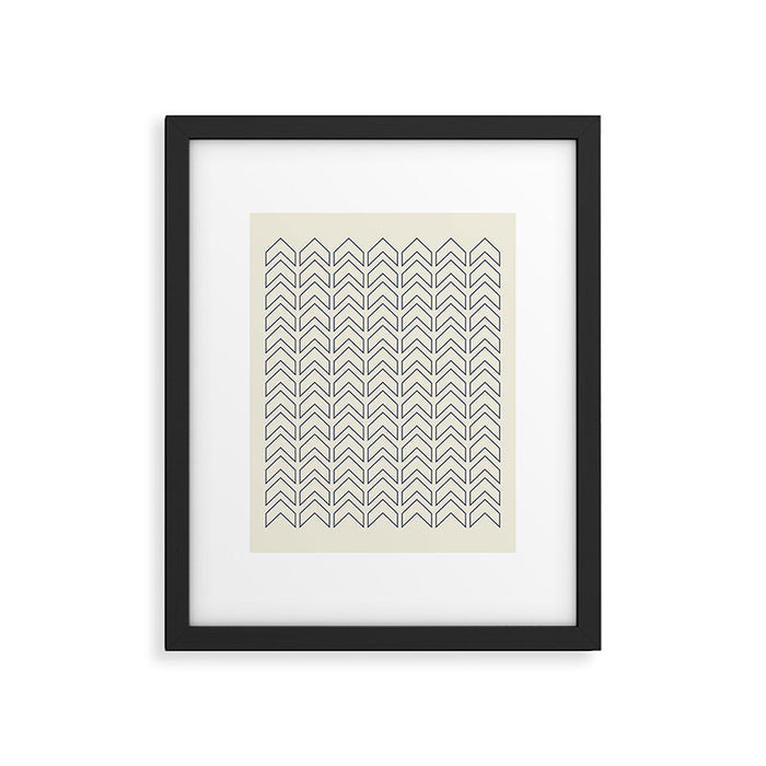 Navy Blue and White Chevron Geometric Pattern Framed Art Print Gallery Image 1