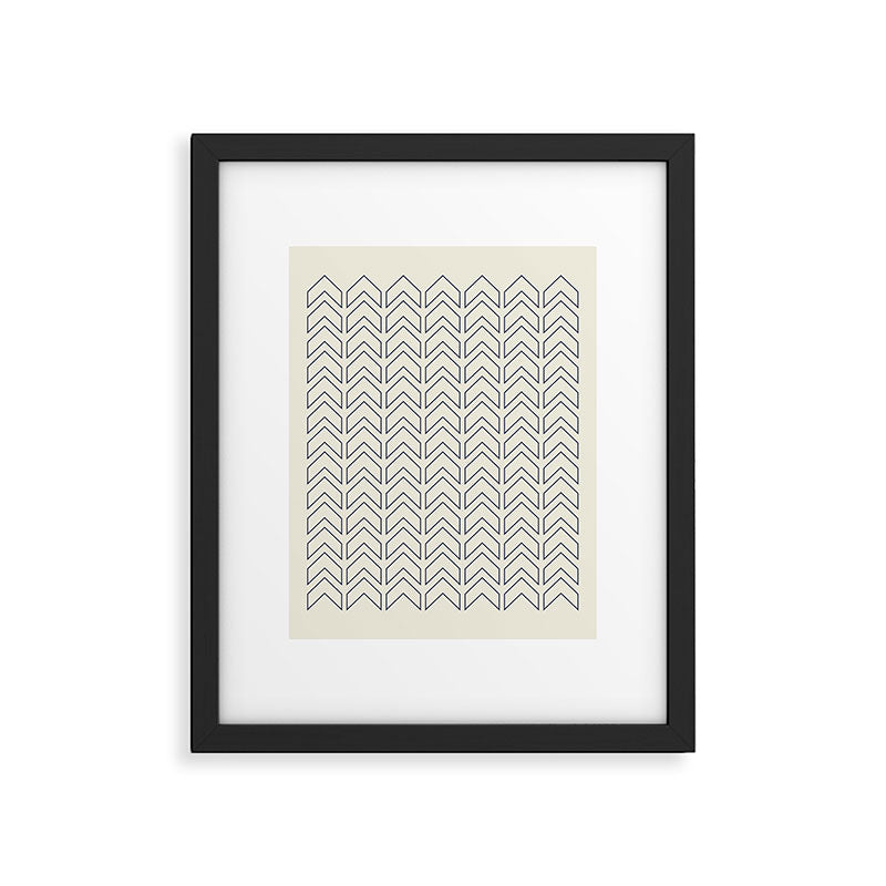 Navy Blue and White Chevron Geometric Pattern Framed Art Print Gallery Image 4