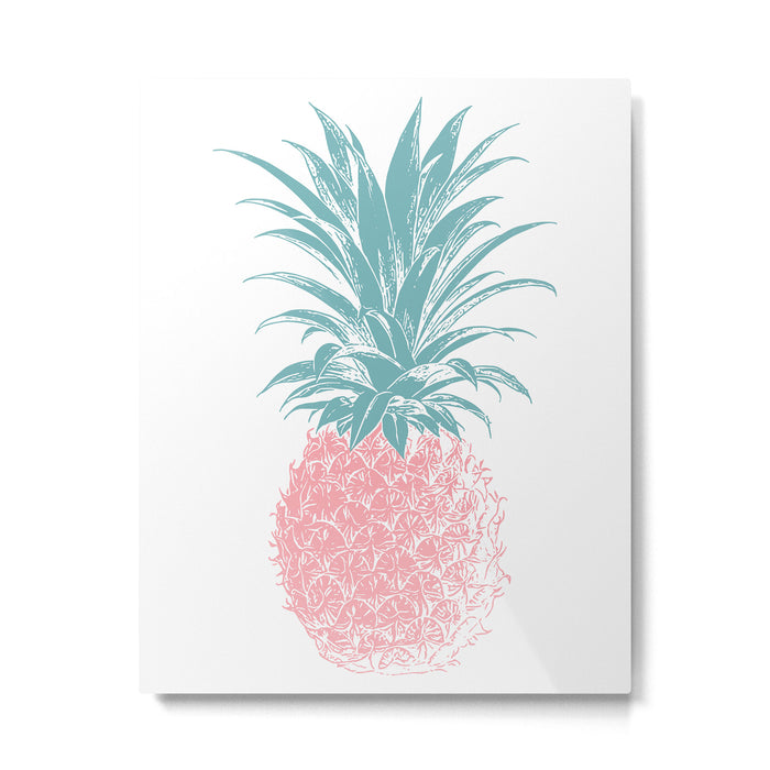 Simple Modern Boho Pineapple Drawing Metal Print Gallery Image 1