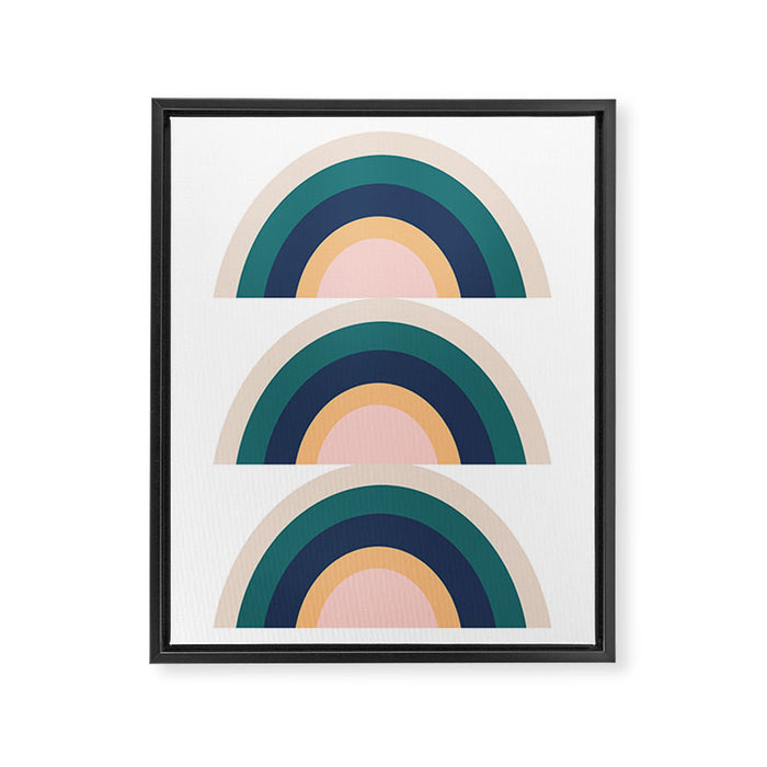 Triple Rainbow in Green Framed Canvas Print Gallery Image 1