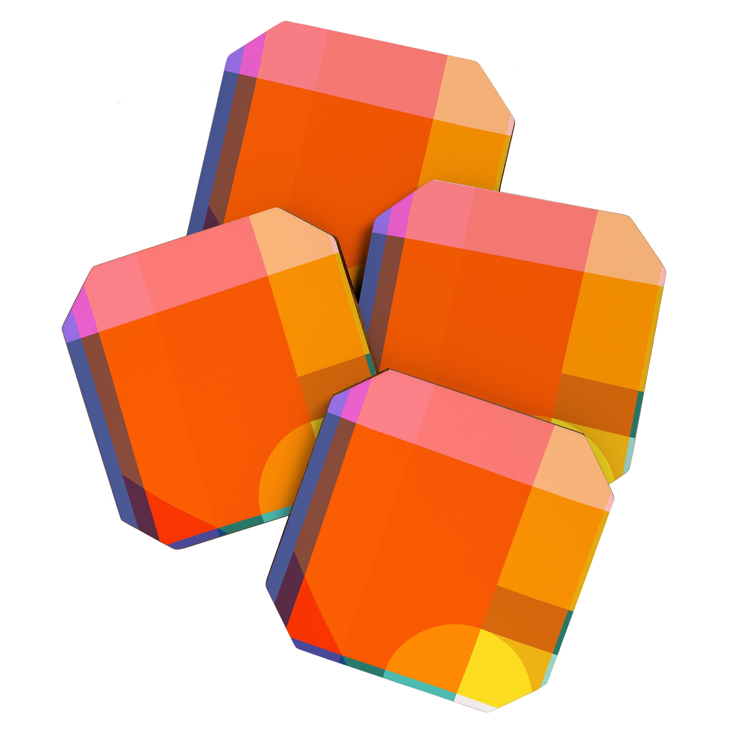 Vibrant Modern Color Block Abstract Rainbow Art Coaster Gallery Image 1