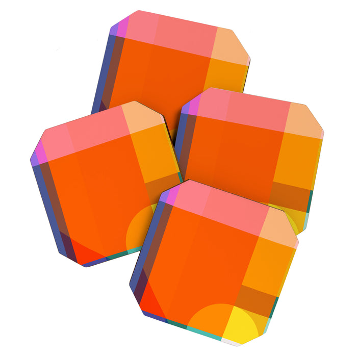 Vibrant Modern Color Block Abstract Rainbow Art Coaster Gallery Image 1