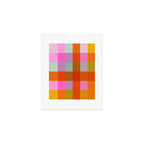 Vibrant Pink and Orange Plaid Abstract Geometric Pattern Art Print Gallery Image 1