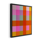 Vibrant Pink and Orange Plaid Abstract Geometric Pattern Framed Canvas Print Gallery Image 2