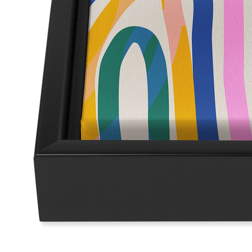 Whimsical Abstract Rainbows Lines Art Framed Canvas Print Gallery Image 3