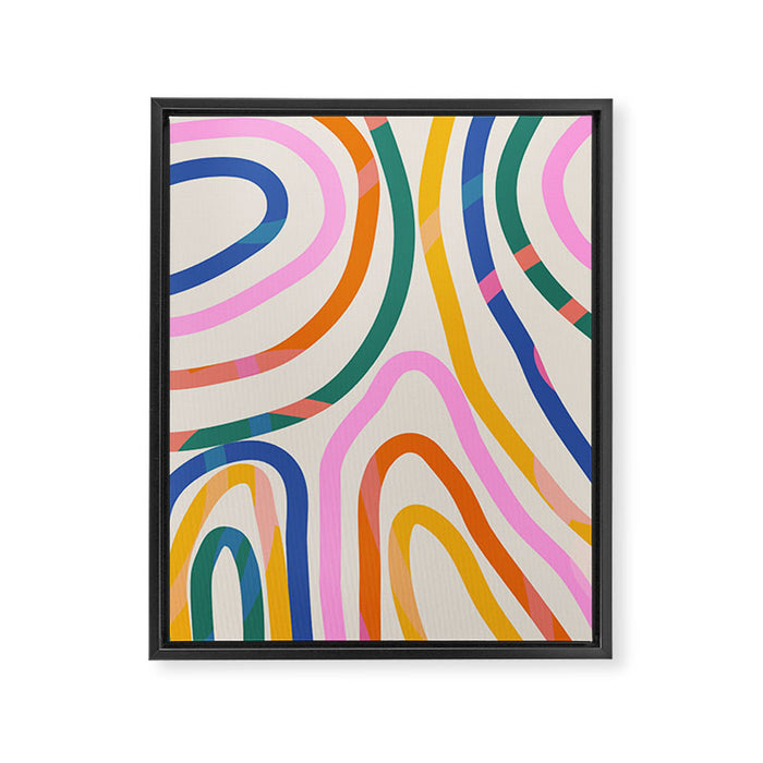 Whimsical Abstract Rainbows Lines Art Framed Canvas Print Gallery Image 1