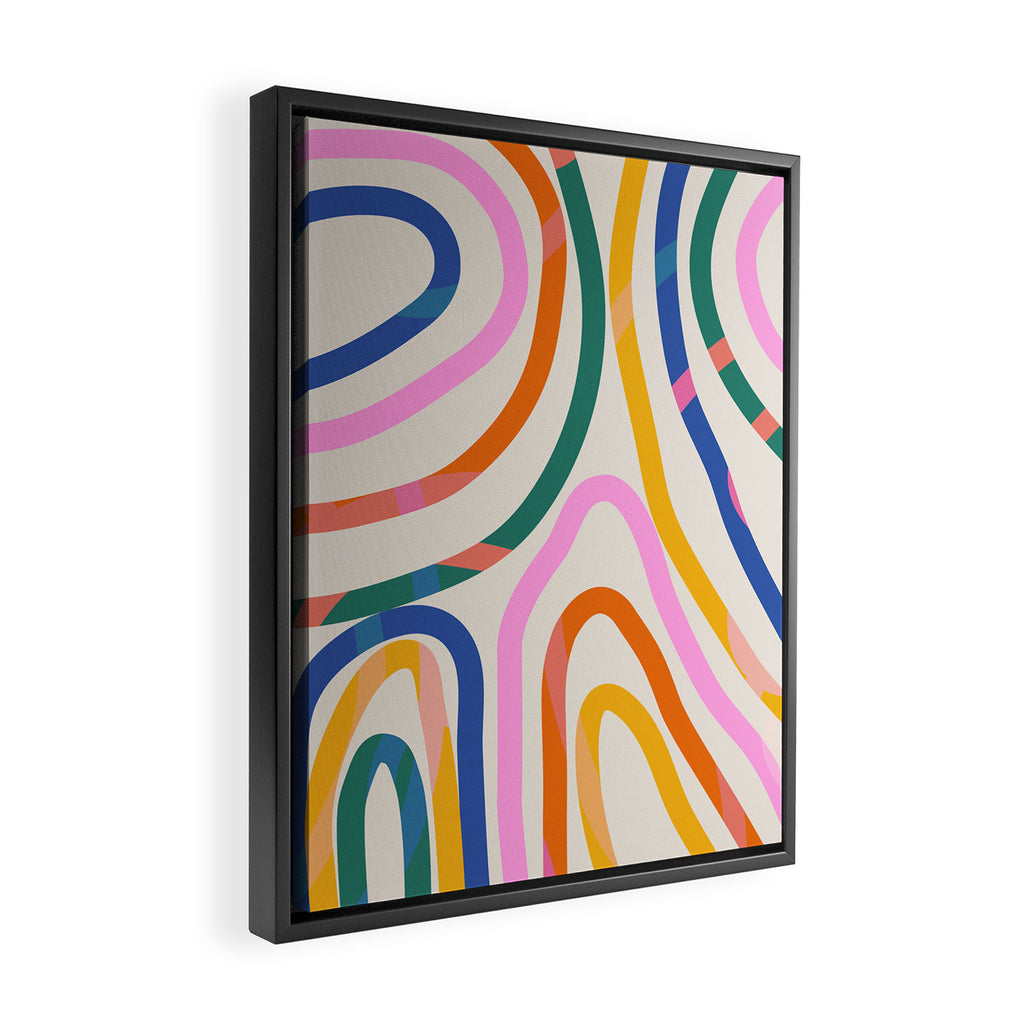 Whimsical Abstract Rainbows Lines Art Framed Canvas Print Gallery Image 2