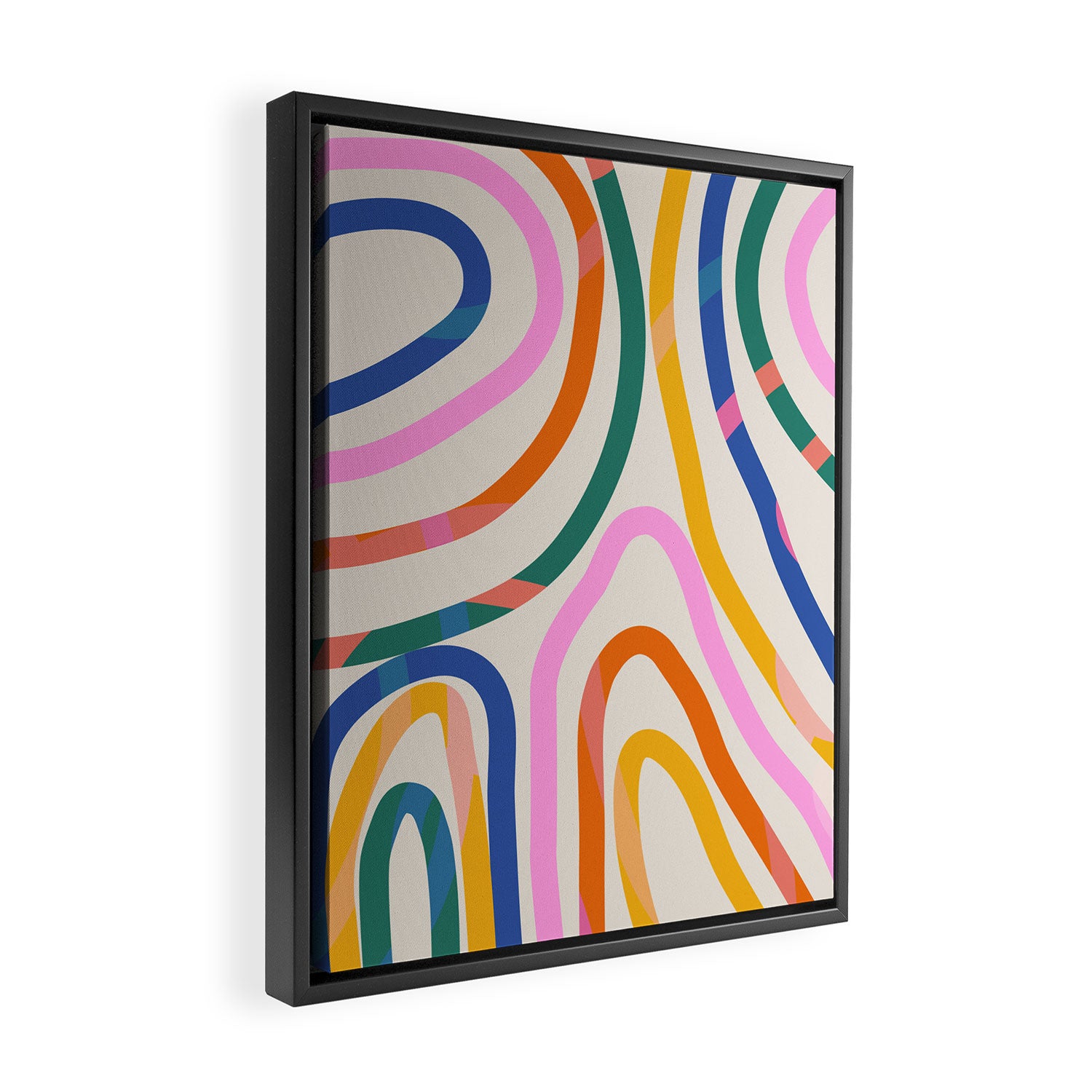 Whimsical Abstract Rainbows Lines Art Framed Canvas Print Gallery Image 2