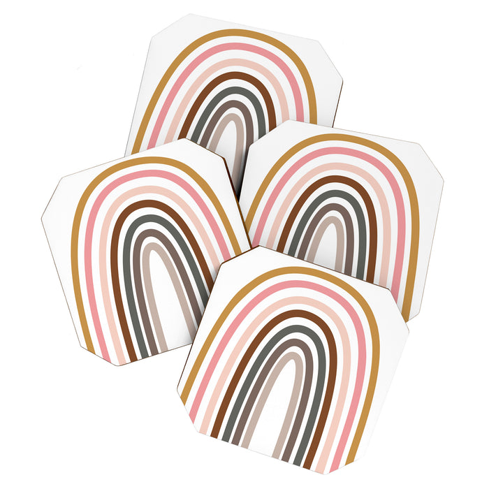 Whimsical Rainbow in Earthy Colors Coaster Gallery Image 1