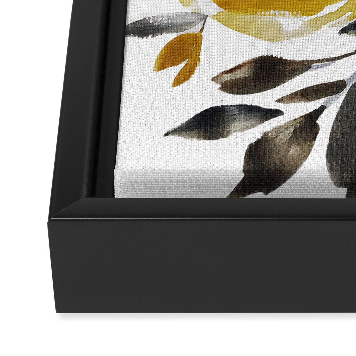 Navy and Yellow Loose Watercolor Floral Bouquet Framed Canvas Print Gallery Image 3