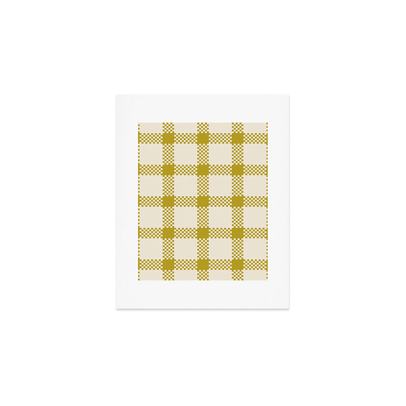 Antique Moss Check Grid Art Print Gallery Image 1