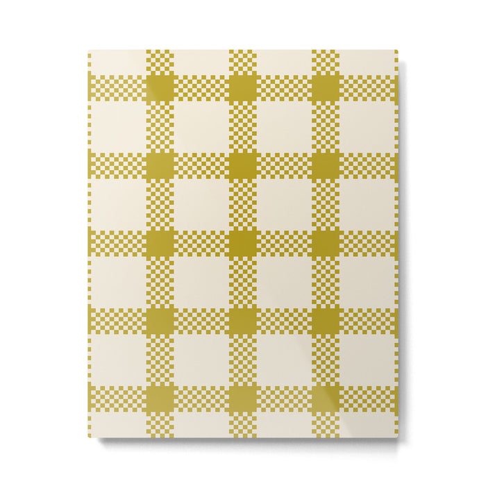 Antique Moss Check Grid Metal Print Gallery Image 1
