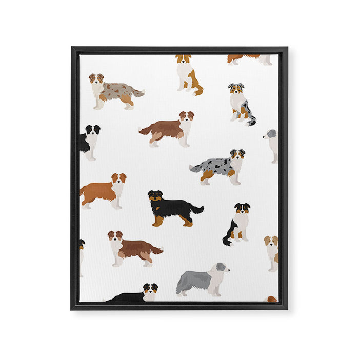 Australian Shepherd Colors Pattern Framed Canvas Print Gallery Image 1