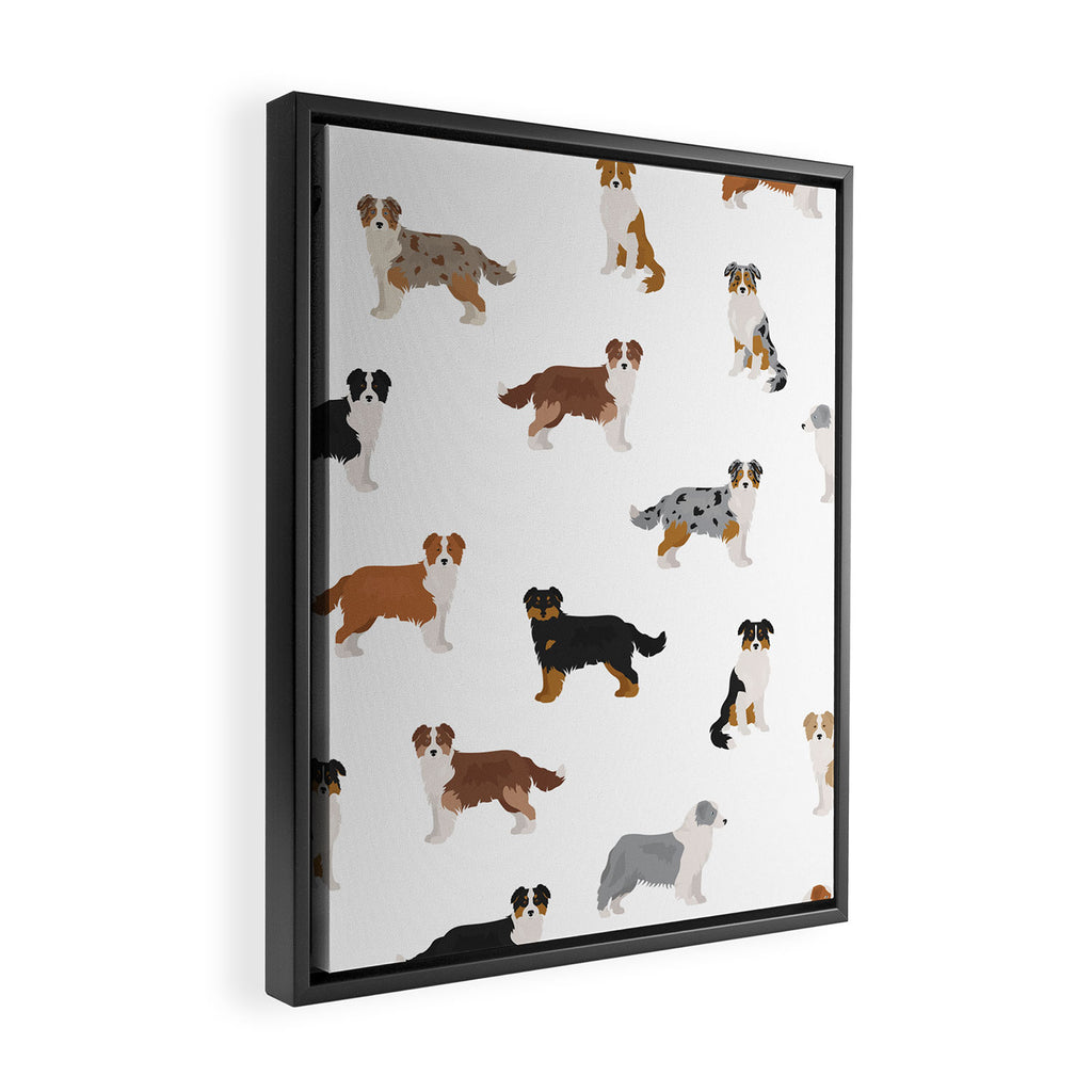 Australian Shepherd Colors Pattern Framed Canvas Print Gallery Image 2