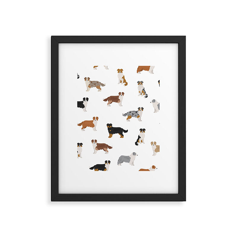 Australian Shepherd Colors Pattern Framed Art Print Gallery Image 6