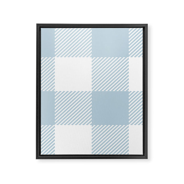 Baby Blue Buffalo Check Framed Canvas Print Gallery Image 1