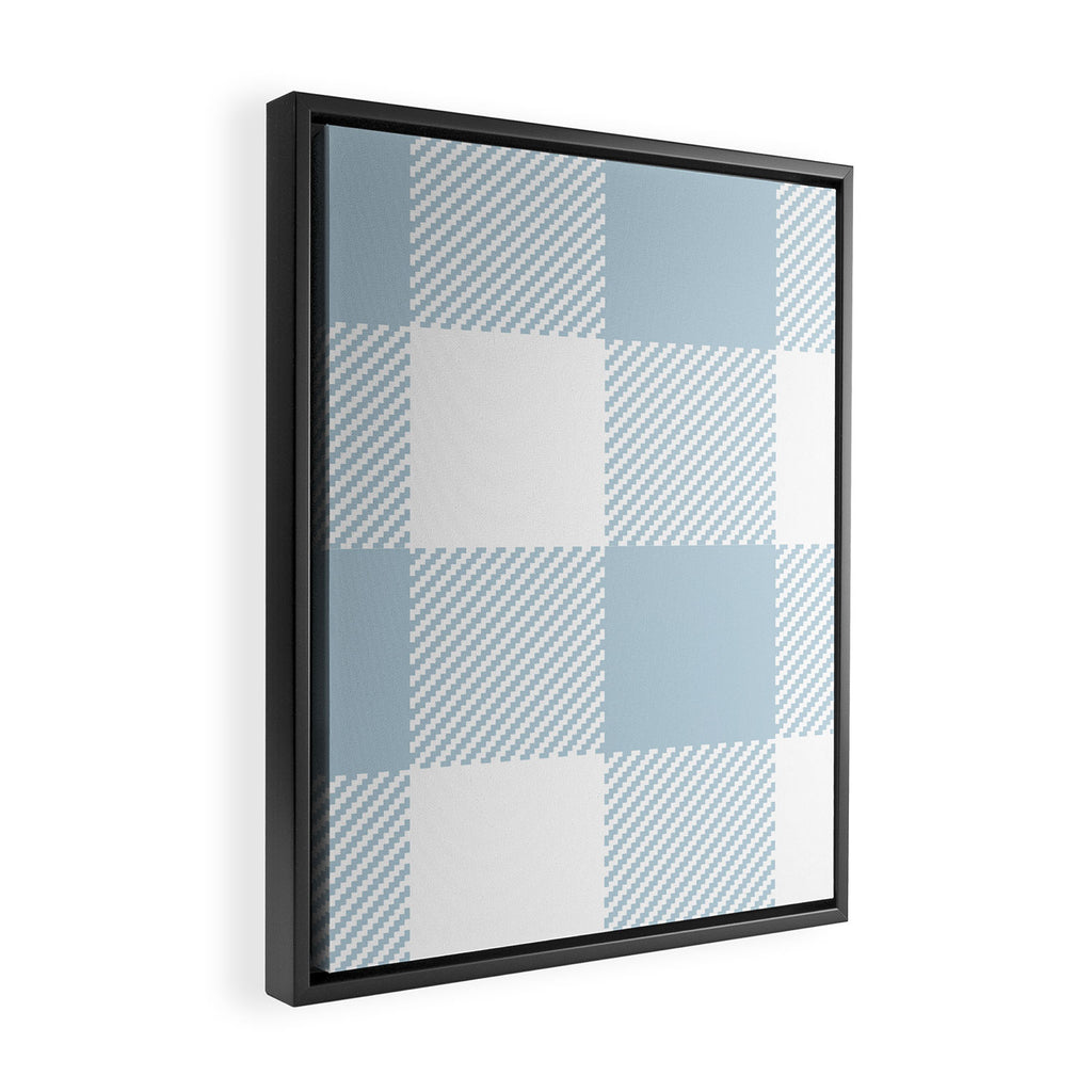 Baby Blue Buffalo Check Framed Canvas Print Gallery Image 2