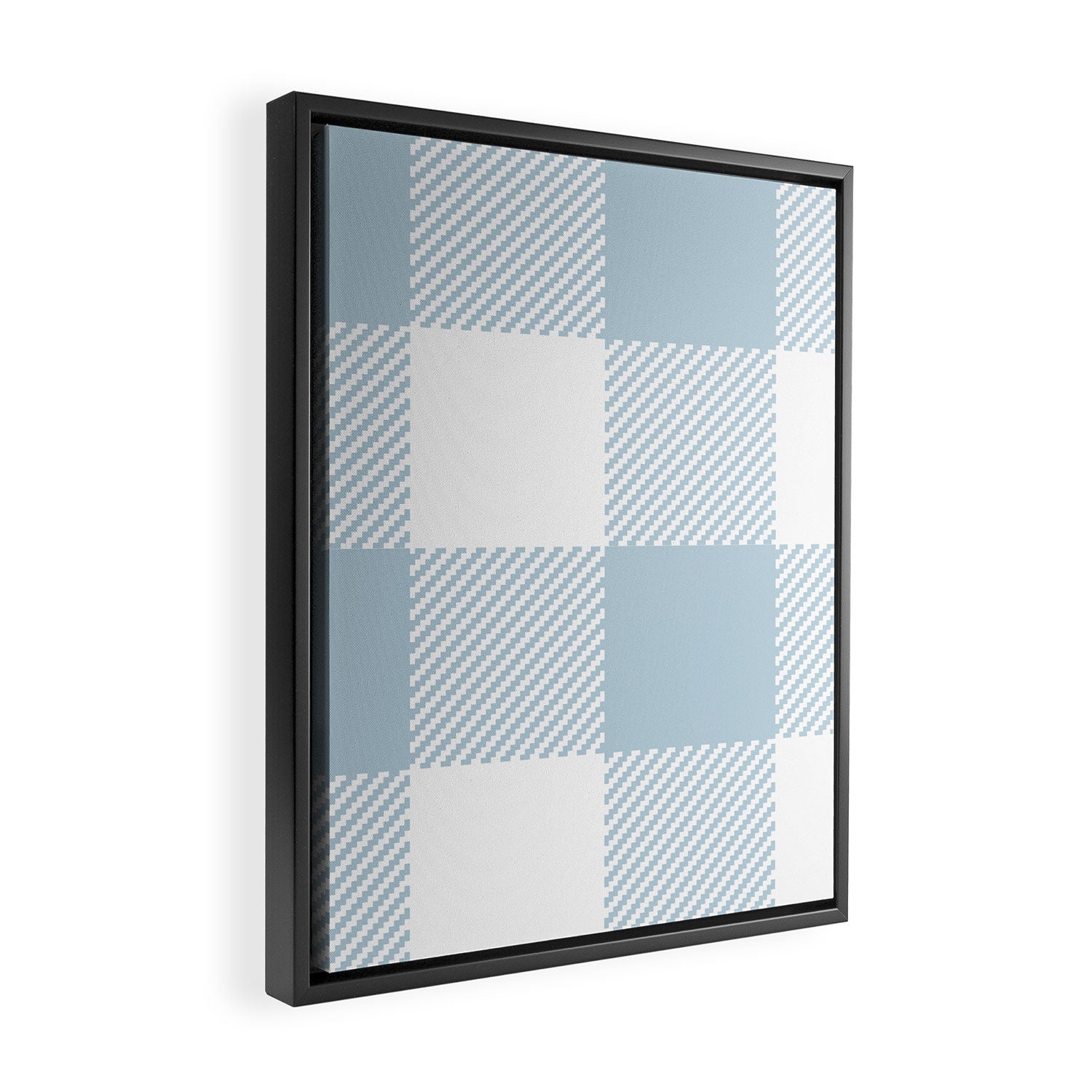 Baby Blue Buffalo Check Framed Canvas Print Gallery Image 2