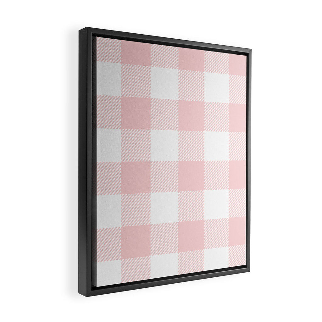 Baby Pink Buffalo Check Framed Canvas Print Gallery Image 2