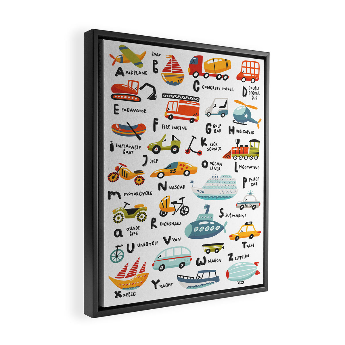 Beep Beep Alphabet Framed Canvas Print Gallery Image 2