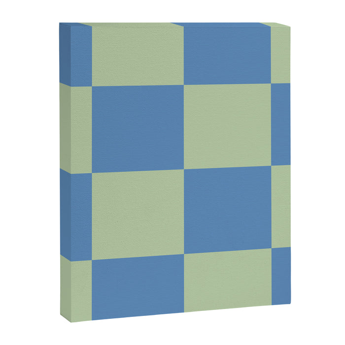 Blue and Light Green Checkerboard Pattern Canvas Print Gallery Image 1