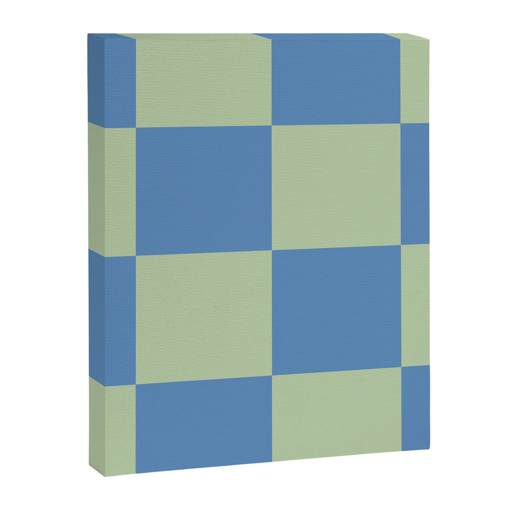 Blue and Light Green Checkerboard Pattern Canvas Print Gallery Image 8