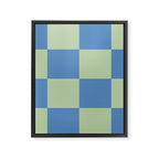 Blue and Light Green Checkerboard Pattern Framed Canvas Print Gallery Image 8