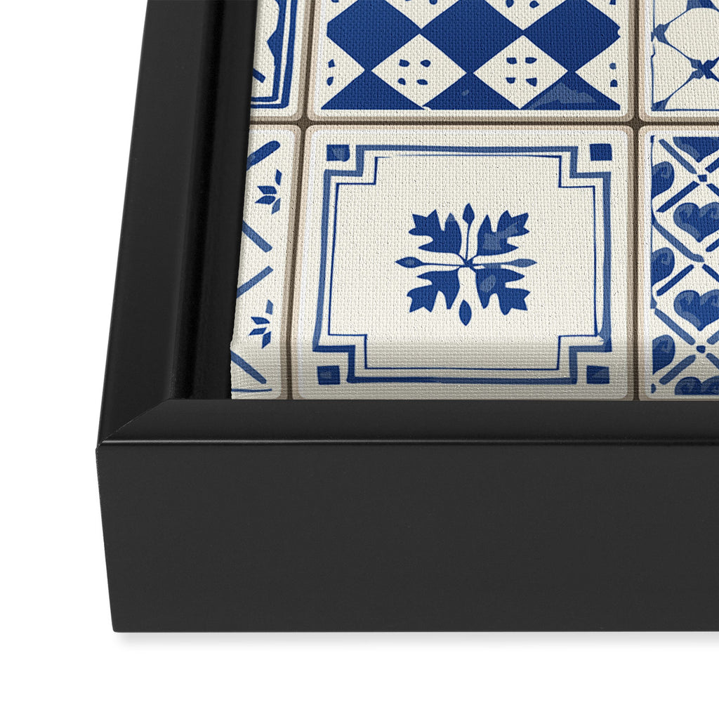 Blue Ceramic Tiles Framed Canvas Print Gallery Image 3