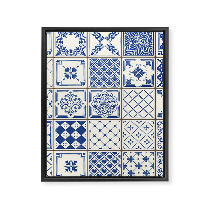 Blue Ceramic Tiles Framed Canvas Print Gallery Image 1