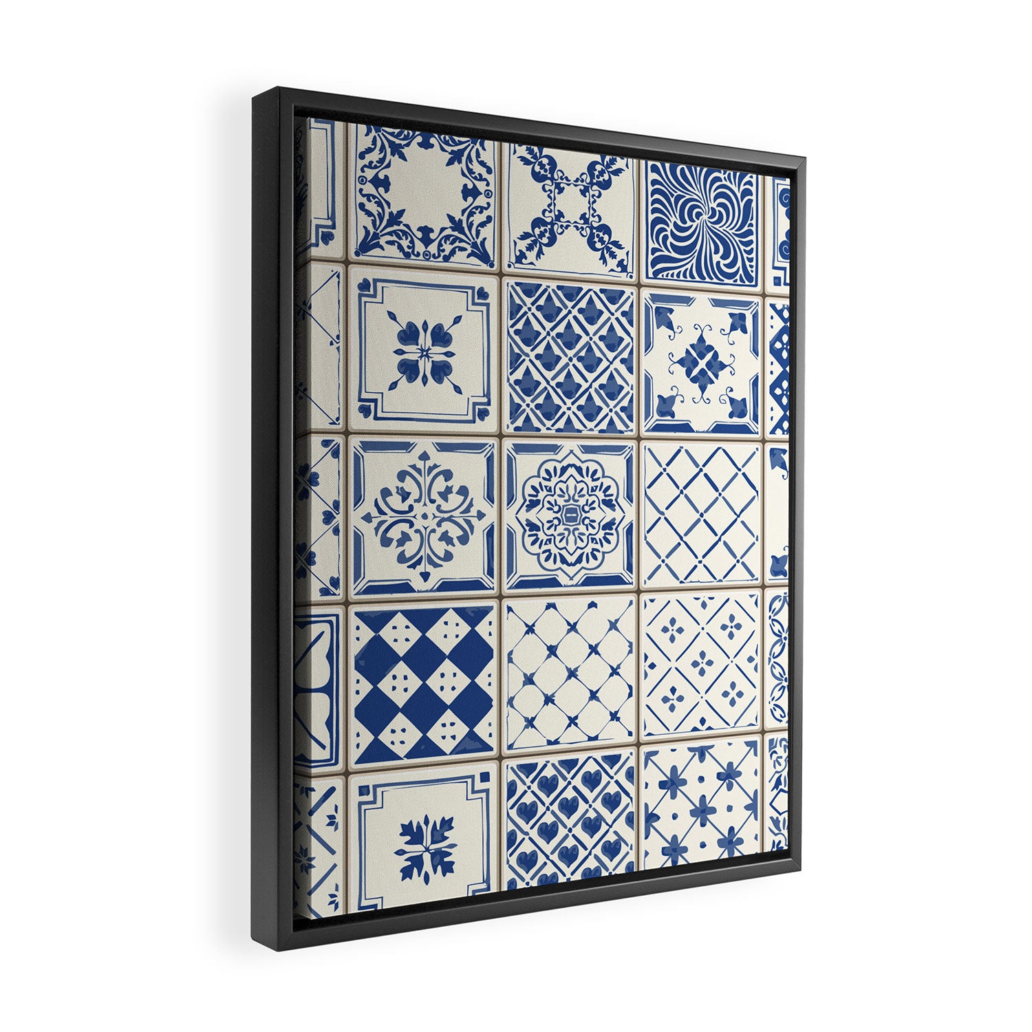Blue Ceramic Tiles Framed Canvas Print Gallery Image 2