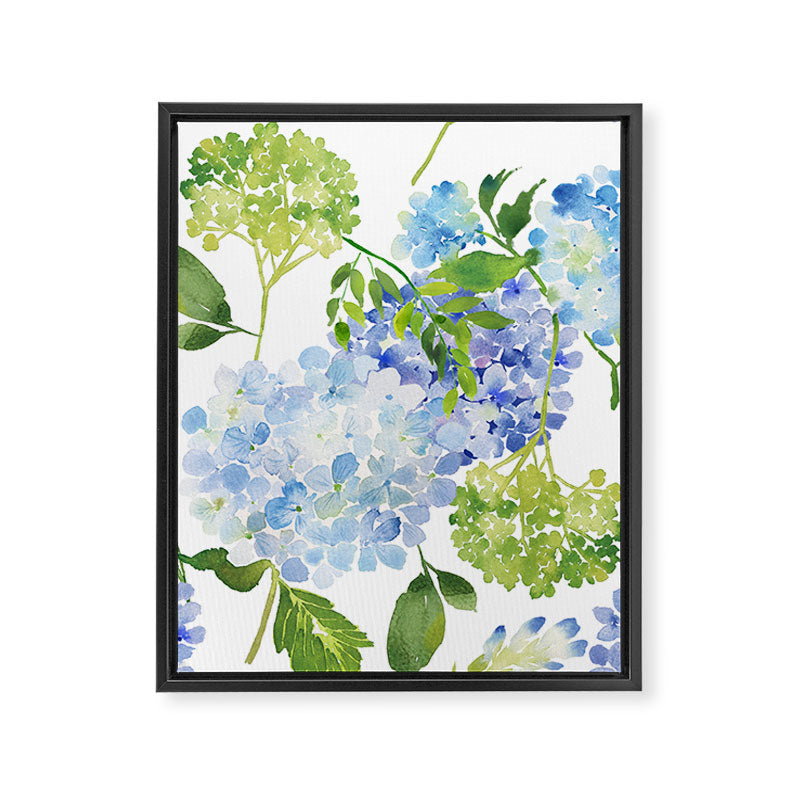 Blue Hydrangea Flowers Framed Canvas Print Gallery Image 8