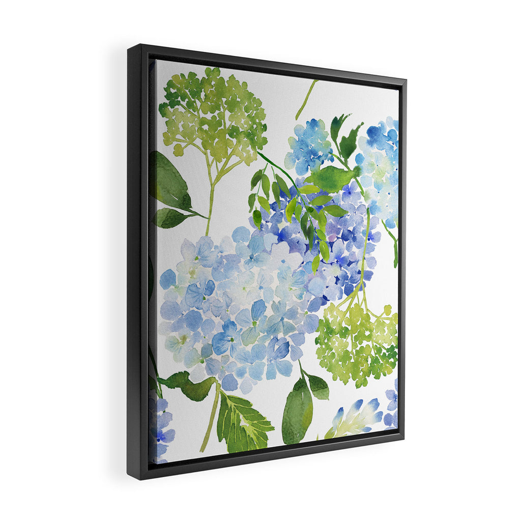 Blue Hydrangea Flowers Framed Canvas Print Gallery Image 2