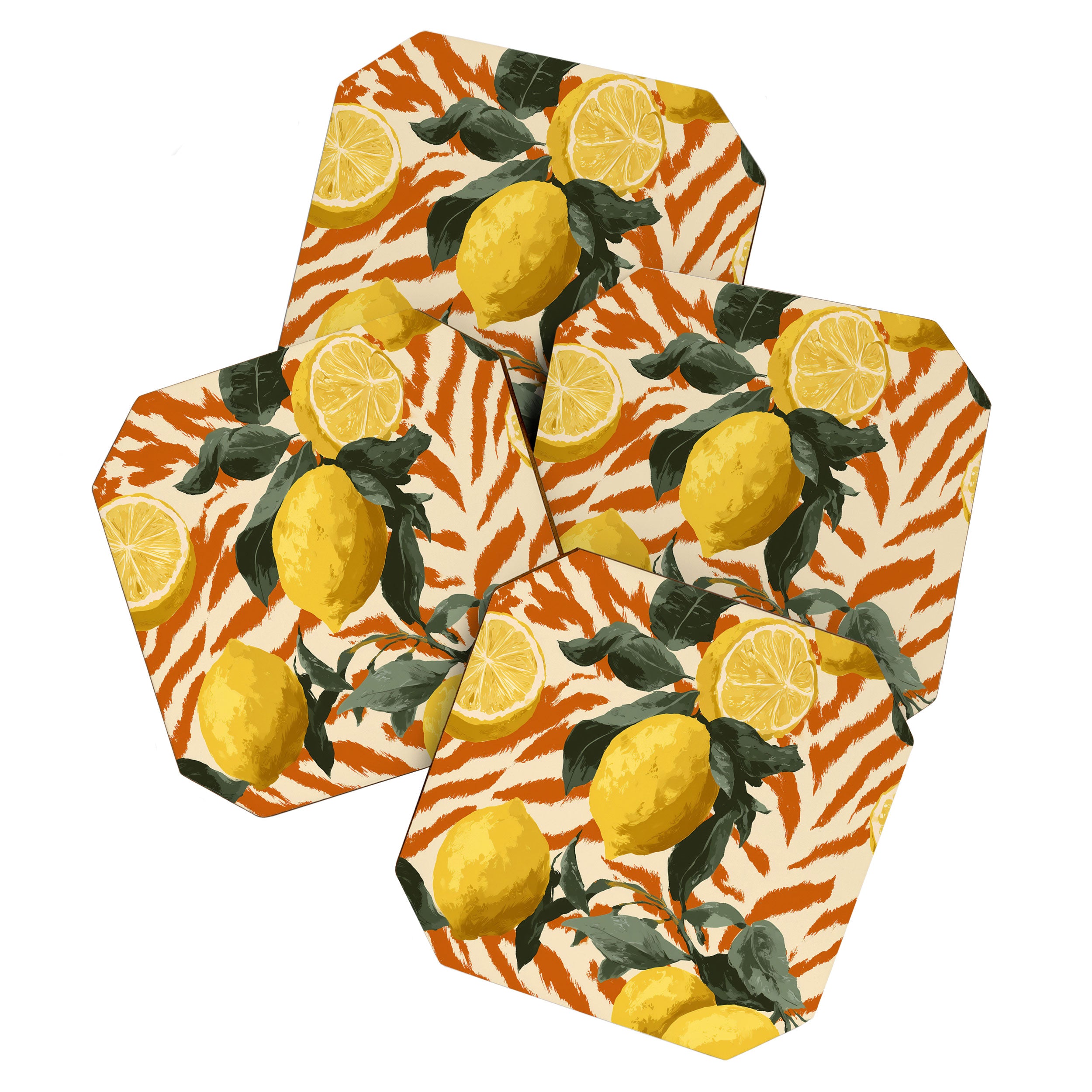 Bold Lemon Citrus Pattern Coaster Gallery Image 1