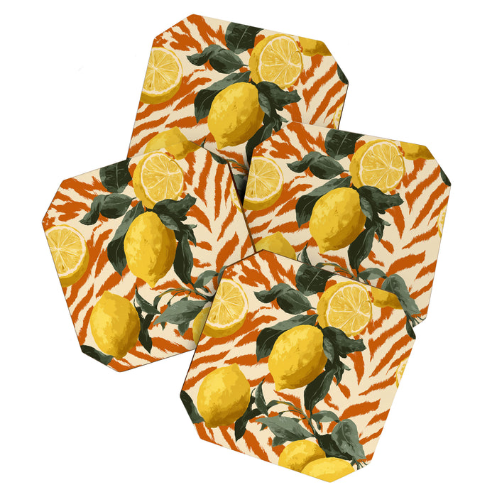 Bold Lemon Citrus Pattern Coaster Gallery Image 1