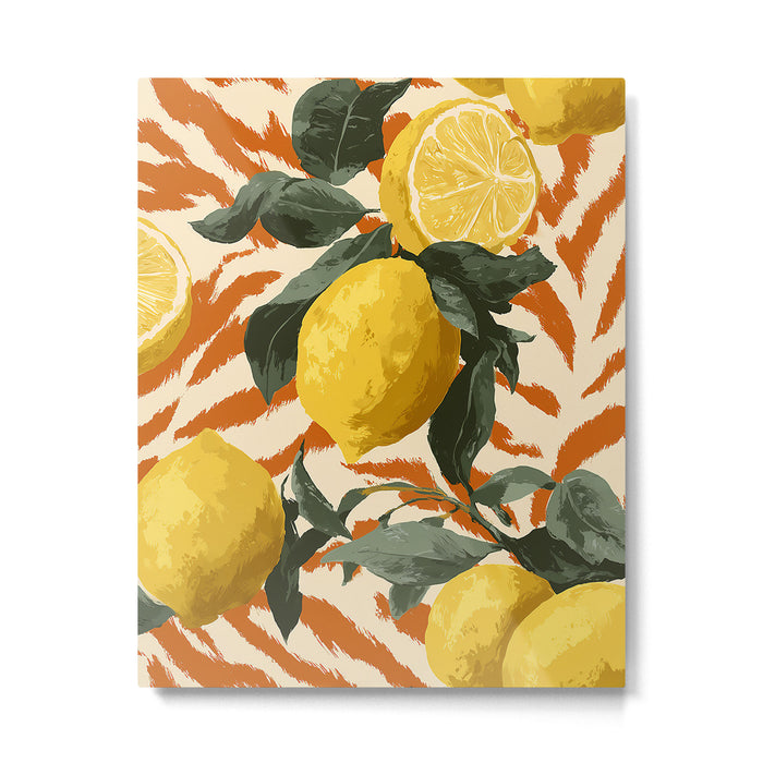 Bold Lemon Citrus Pattern Metal Print Gallery Image 1
