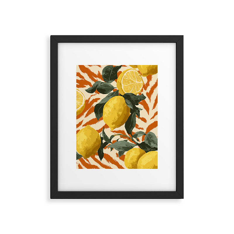 Bold Lemon Citrus Pattern Framed Art Print Gallery Image 6
