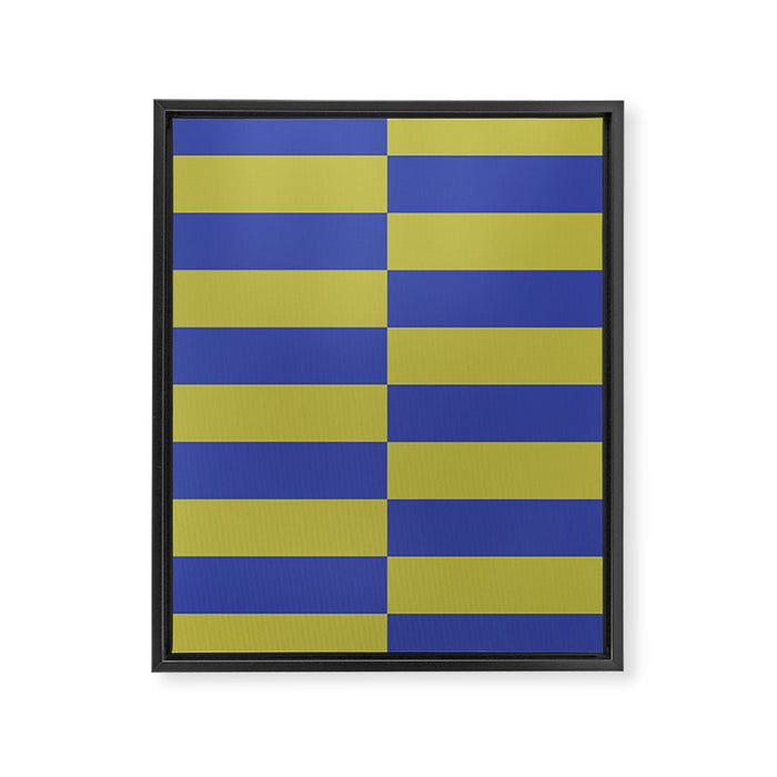 Bold Striped Pattern with Electric Cobalt and Chartreuse Colors Framed Canvas Print Gallery Image 1