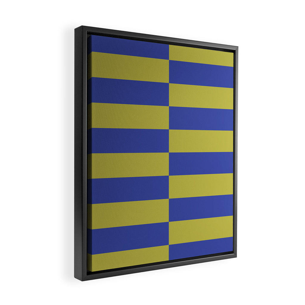 Bold Striped Pattern with Electric Cobalt and Chartreuse Colors Framed Canvas Print Gallery Image 2
