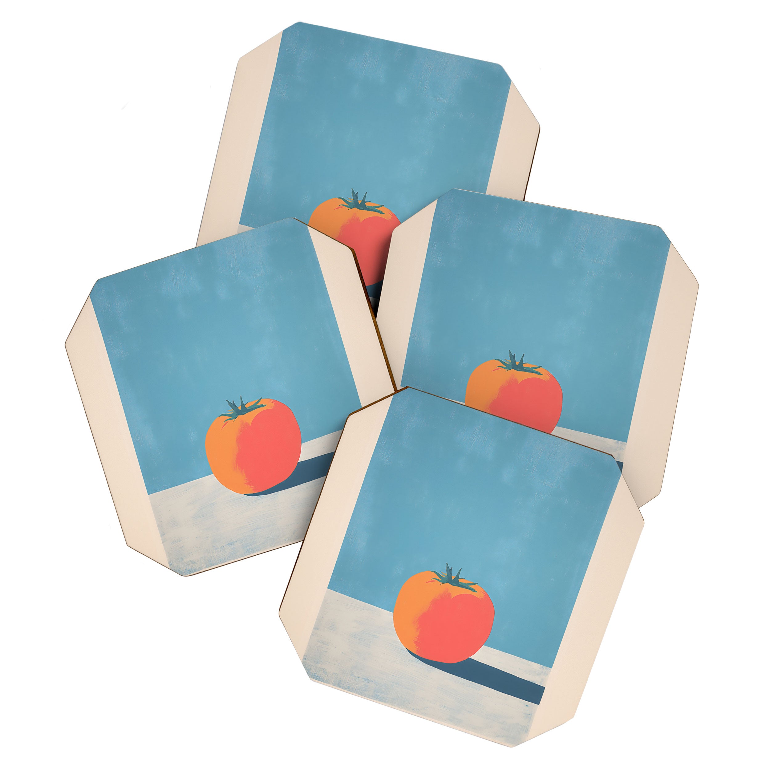 Bold Tomato on Blue Coaster Gallery Image 1