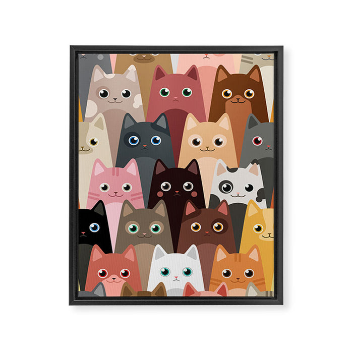 Cats Pattern Framed Canvas Print Gallery Image 1