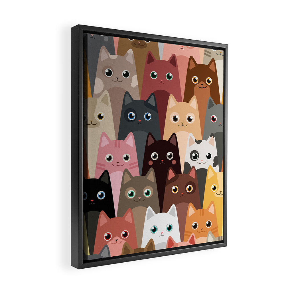 Cats Pattern Framed Canvas Print Gallery Image 2