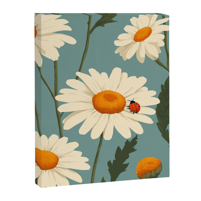 Charming Daisies with Ladybug Canvas Print Gallery Image 1