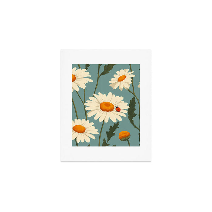 Charming Daisies with Ladybug Art Print Gallery Image 1