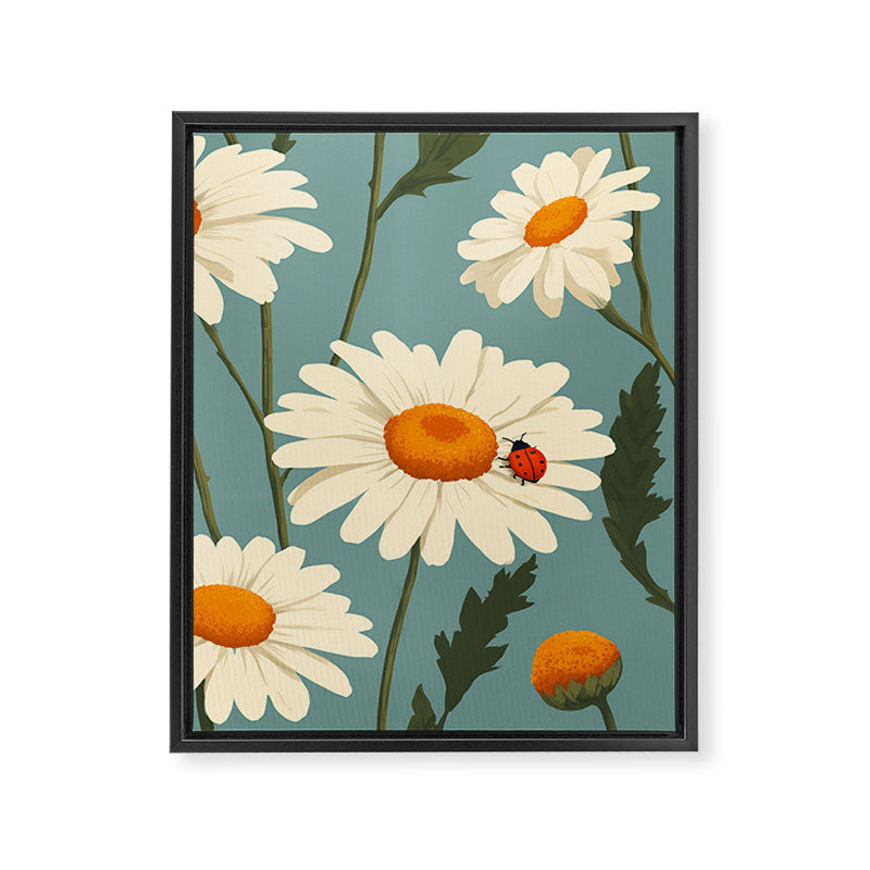 Charming Daisies with Ladybug Framed Canvas Print Gallery Image 8