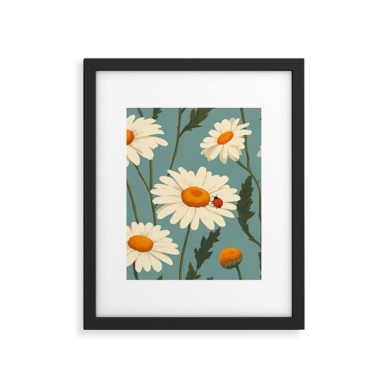 Charming Daisies with Ladybug Framed Art Print Gallery Image 6