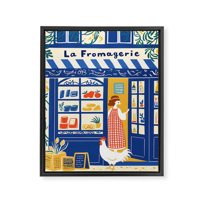 Charming French Cheese Shop Framed Canvas Print Gallery Image 1